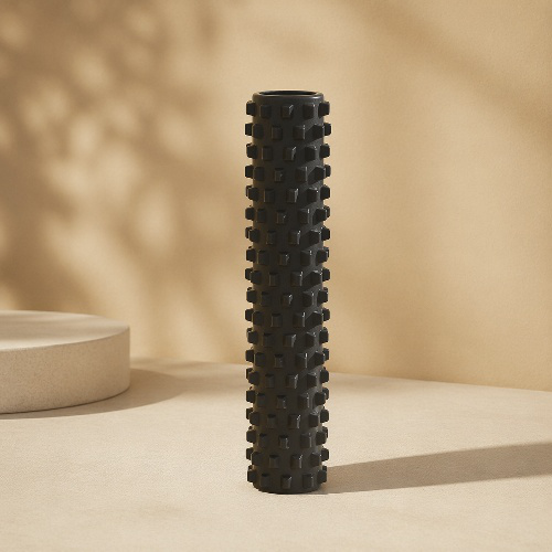 Ejercicio de relajación con rodillo de masaje columna de yoga