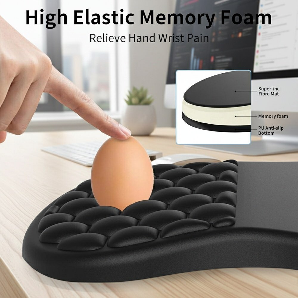 Ergonomic Slope Mouse Pad Black Foamed PU Base