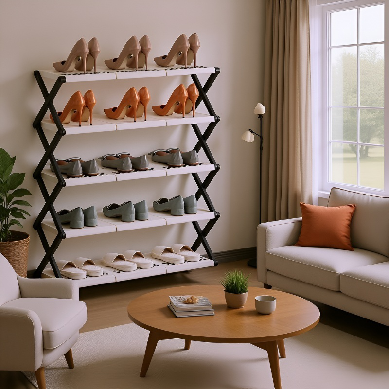Household multilayer shoe cabinet with door