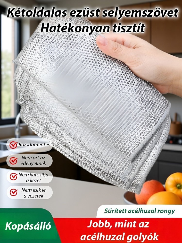  Erős tisztítóhatású, kétoldalas ezüstszálas bambusz szén tisztítókendő