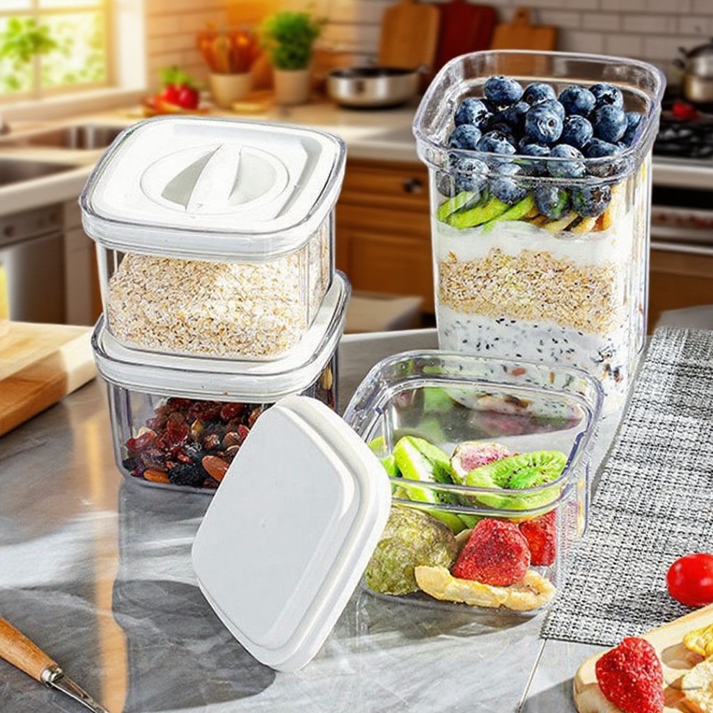 帶蓋鎖扣透明保鮮防潮收納罐