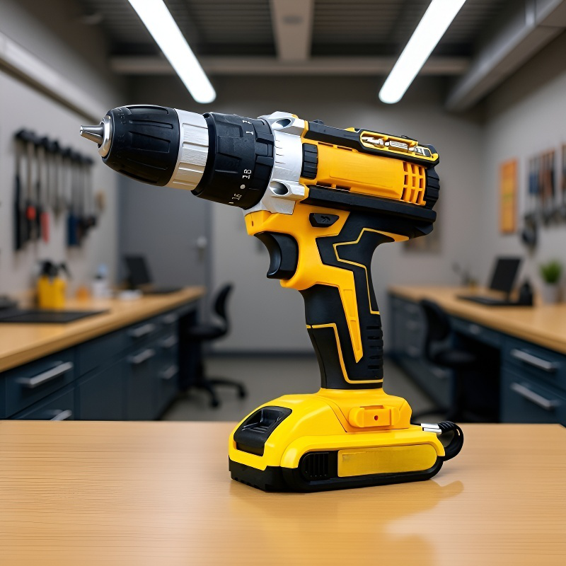 24V-os sárga akkumulátoros szerszámcsomag, elektromos fúrógéppel