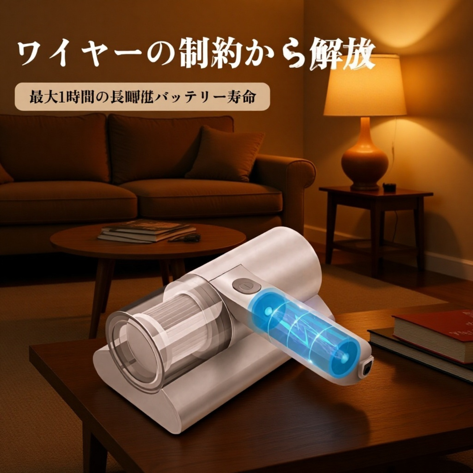 家庭用ワイヤレスダニクリーナー・強力吸引ポータブルタイプ