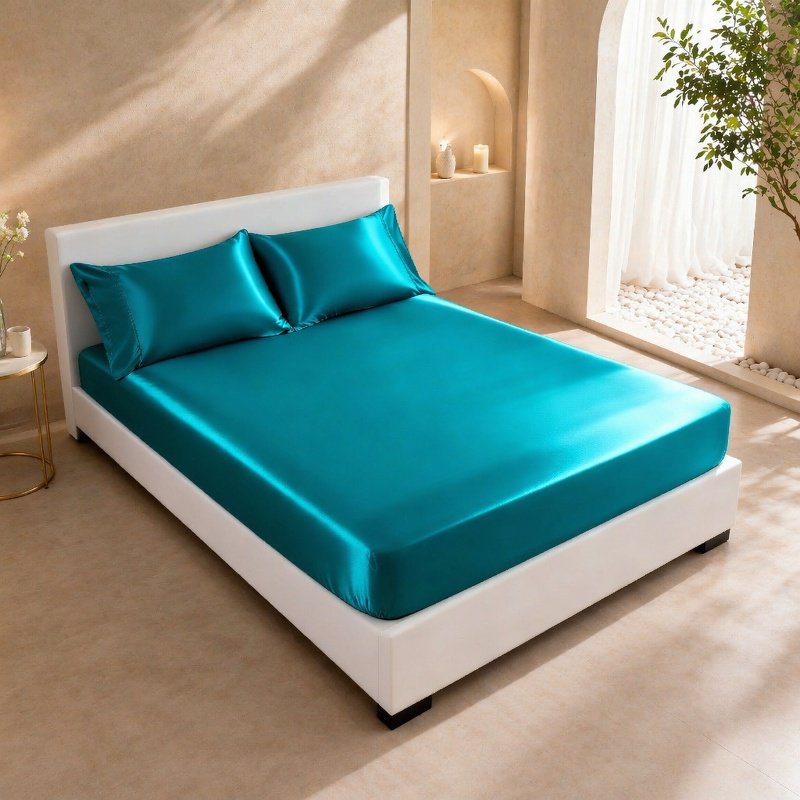 American Styles Seidensatin Bettwäsche-Set auf einem Doppelbett