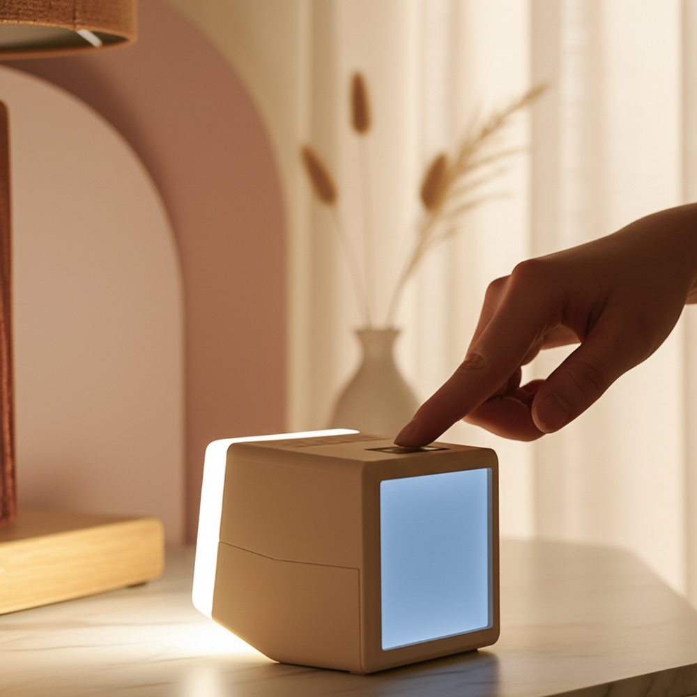 Multifunction seesaw alarm clock night light with temperature and humidity display, dual alarms