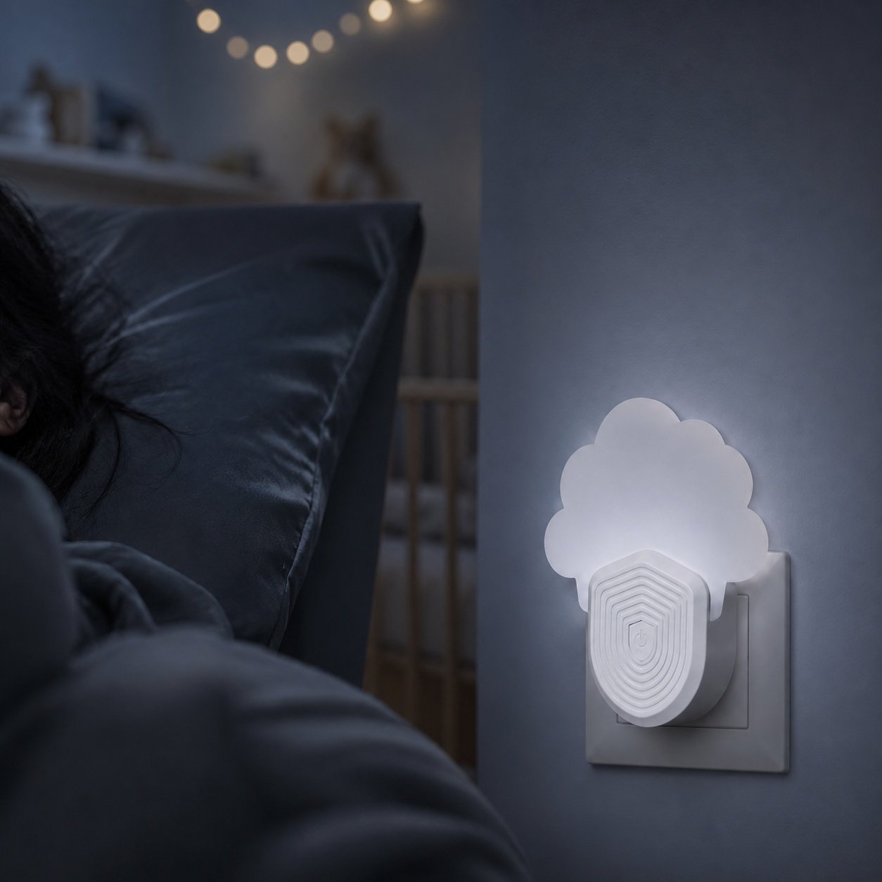 Lámpara mata mosquitos silenciosa de luz azul con forma de nube