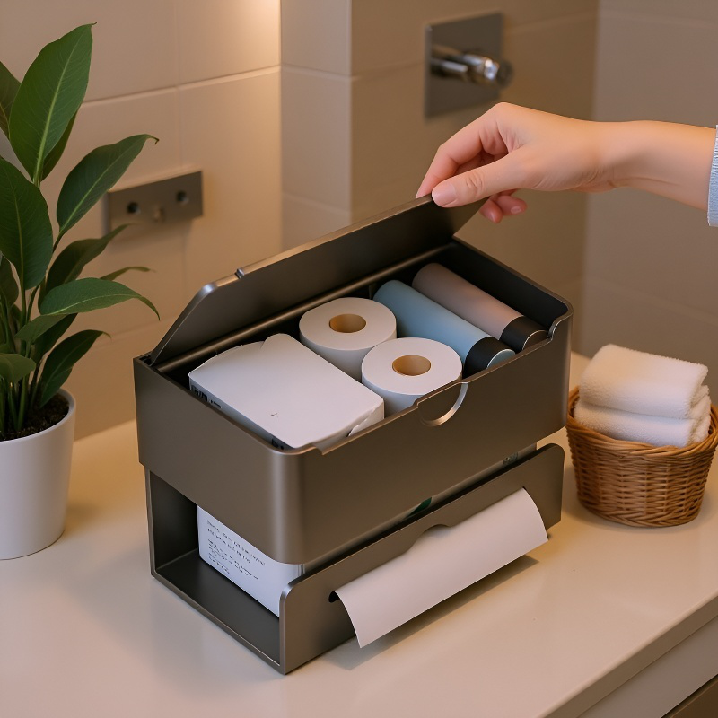 가정용 티슈케이스 화장실 방수 벽걸이 수납선반 롤지 펀치프리 티슈케이스 화장실 티슈케이스