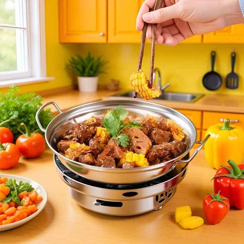 新型家庭用ステンレス小鍋 火鍋・乾鍋・アルコールストーブ専用鍋具