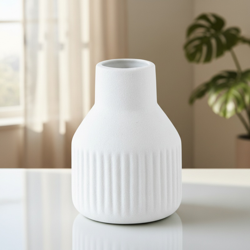 Set of black and white frosted ceramic vases for contemporary décor