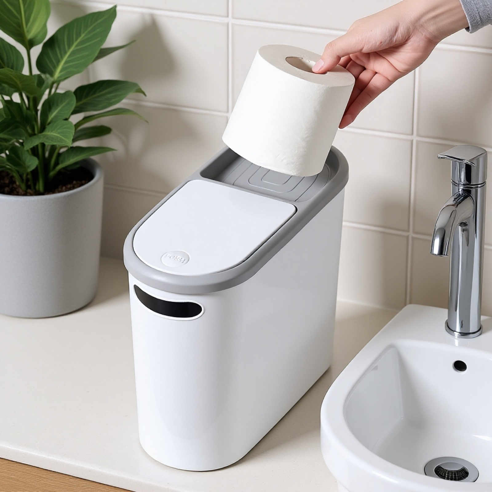 クリエイティブゴミ箱 家庭用トイレゴミ箱 リビングルーム キッチンゴミ箱 バスルーム 隙間ゴミ箱 蓋付き プッシュ式ゴミ箱