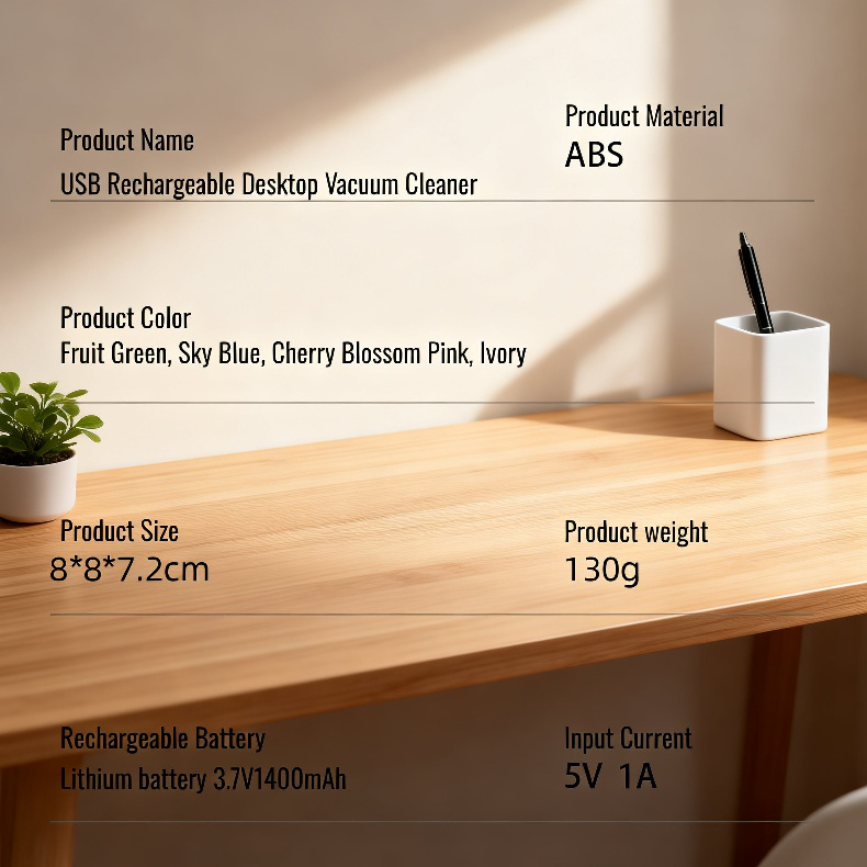 Desktop Vacuum Cleaner Rechargeable High-Suction Handheld Desk & Keyboard Mini Cleaning Device