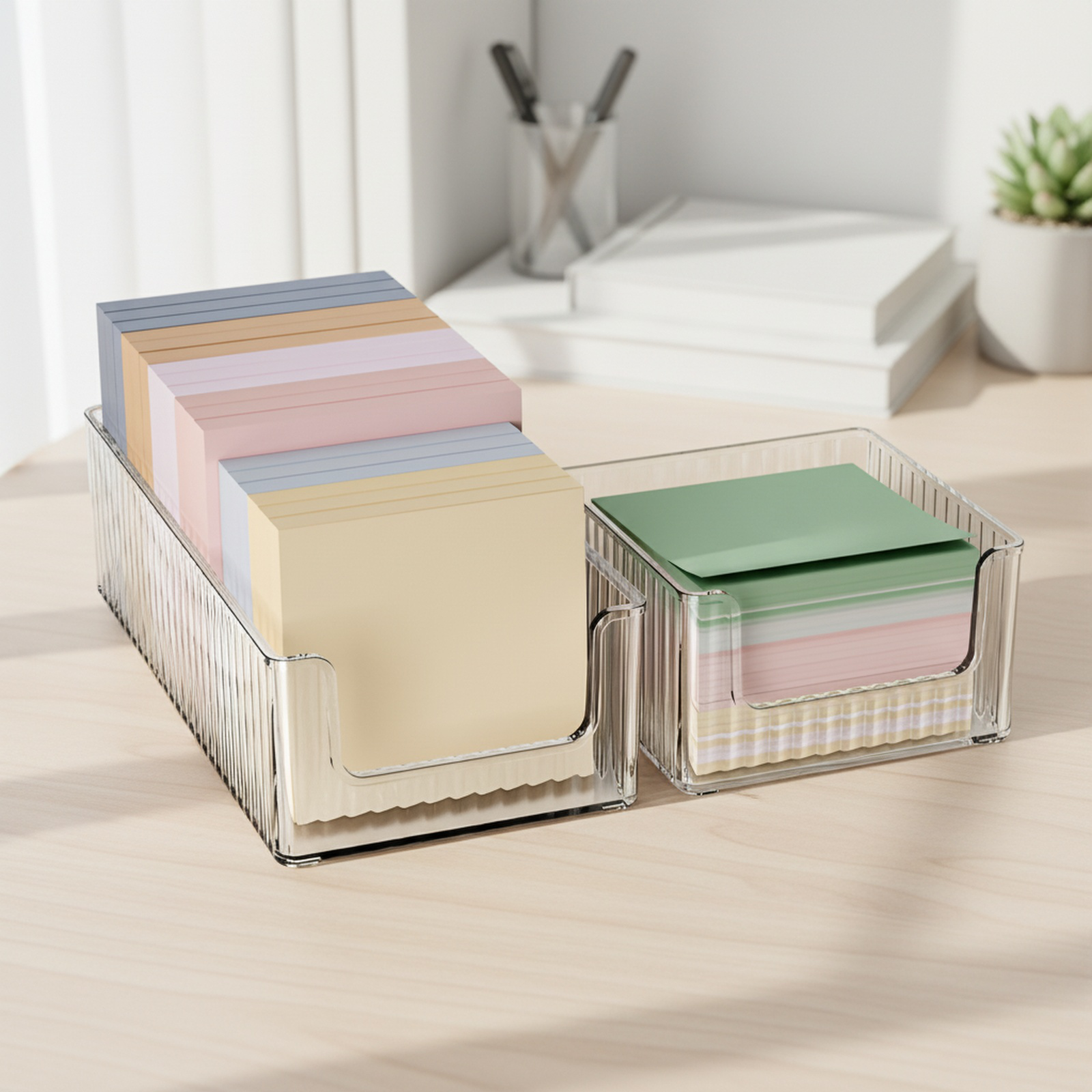 Transparent Drawer Desktop Stationery Organizer Stackable Notebook Storage Box