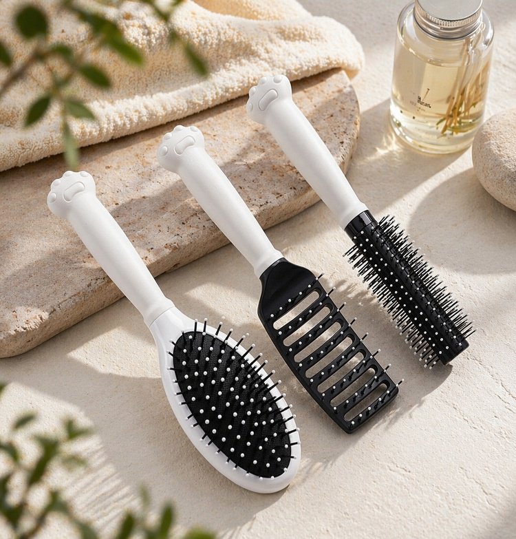 Scalp massaging hair brush set
