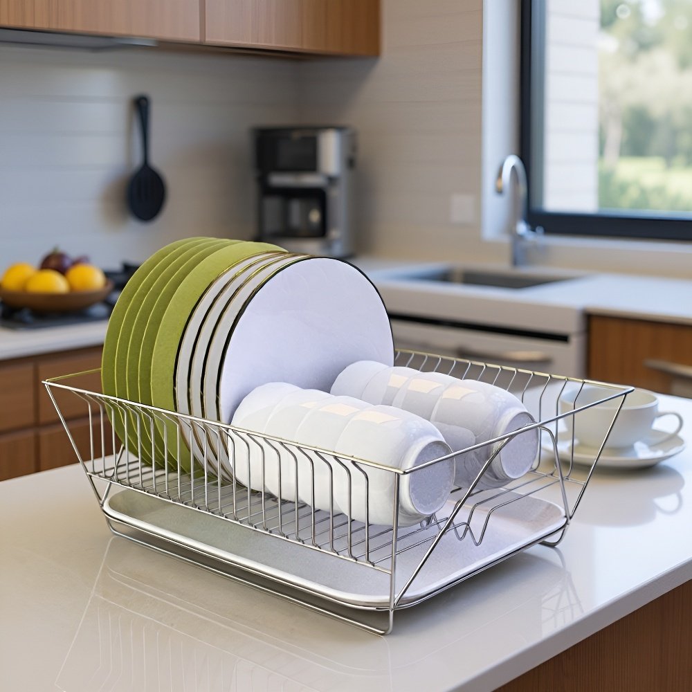 رف تخزين مطبخ منزلي من الفولاذ المقاوم للصدأ