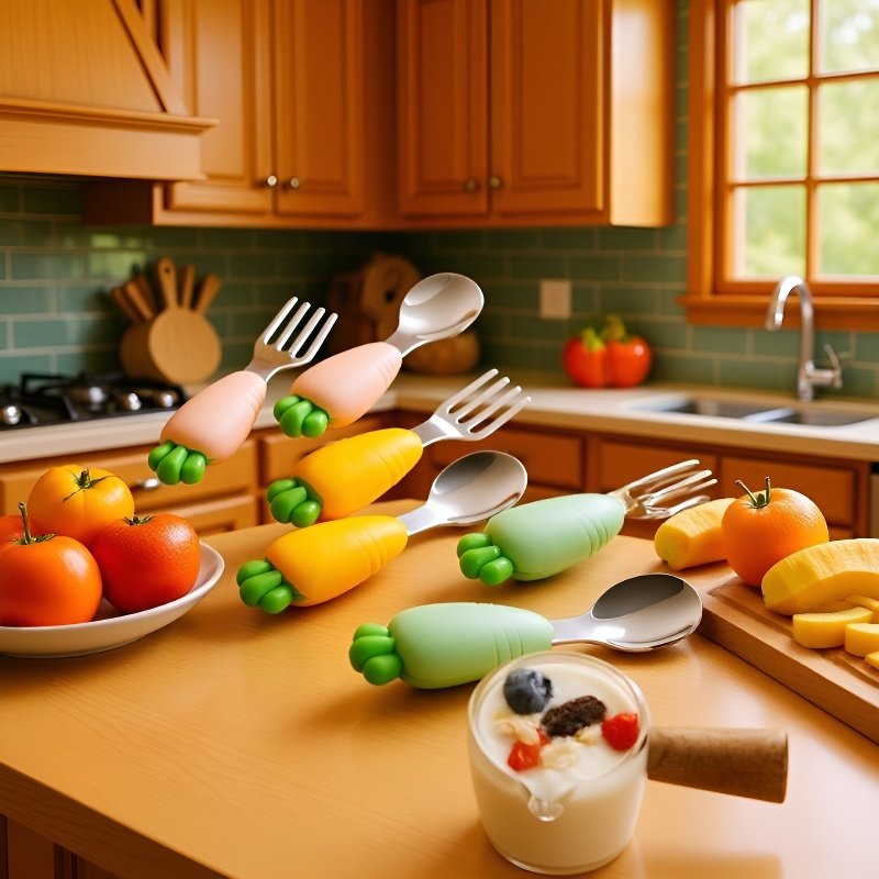 Baby Cartoon Strawberry Tableware Spoon and Fork Set