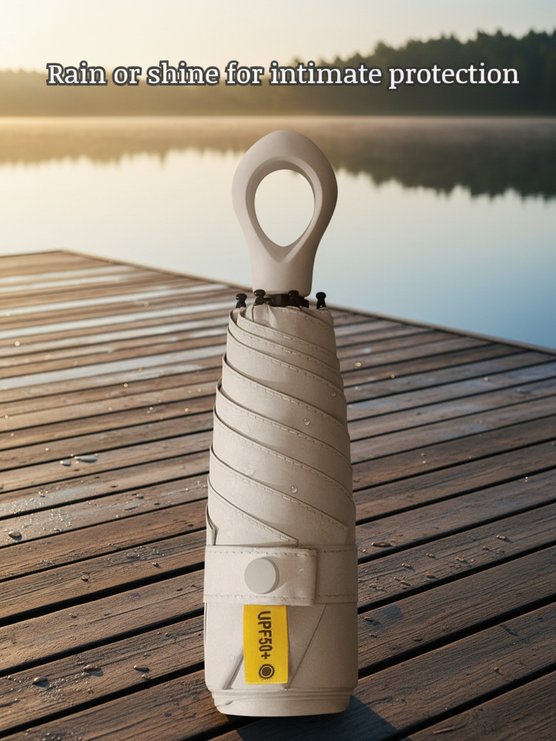 Portable Umbrella Sunscreen Vinyl Folding Mini Capsule Ultra Light Handle Finger Ring Umbrella