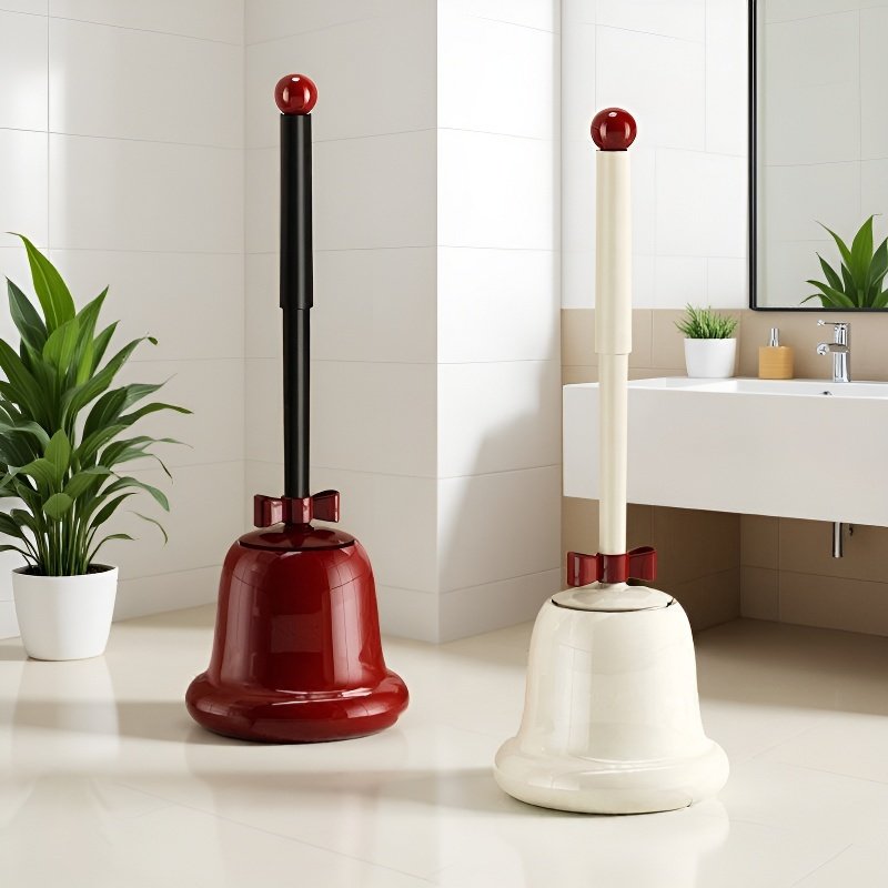Stojąca szczotka do toalety z długą rączką w stylu retro