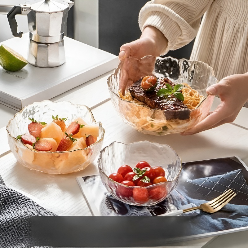 Elegant Japanese fruit plate in clear glass