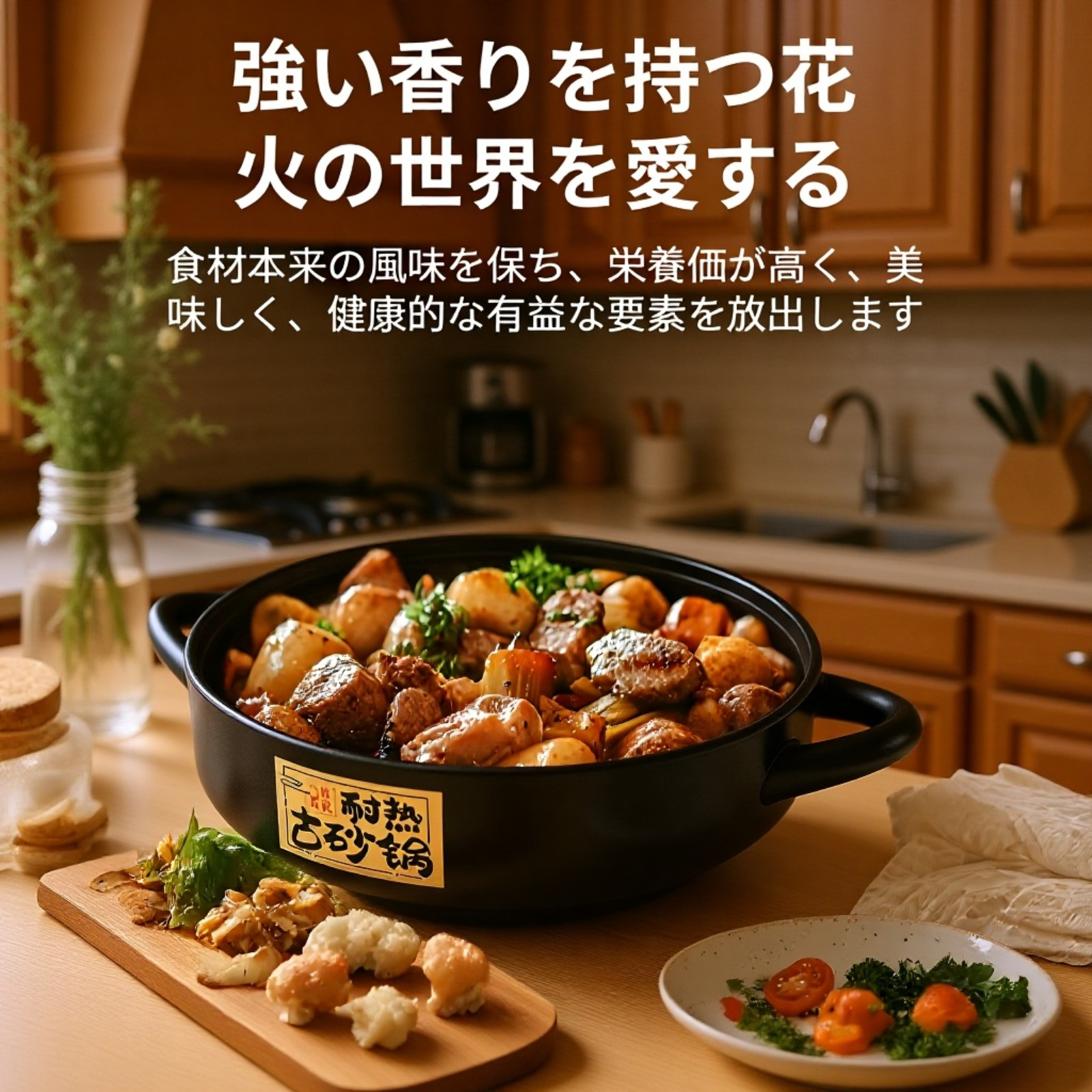 大容量耐高温・耐低温砂锅 2～3人用