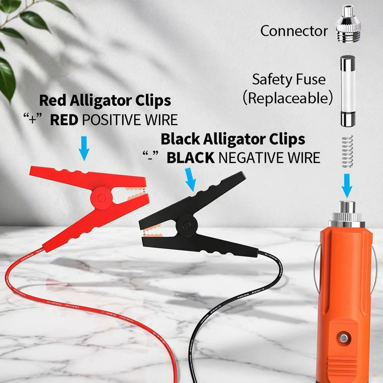 Safe and reliable car battery charger cable in use