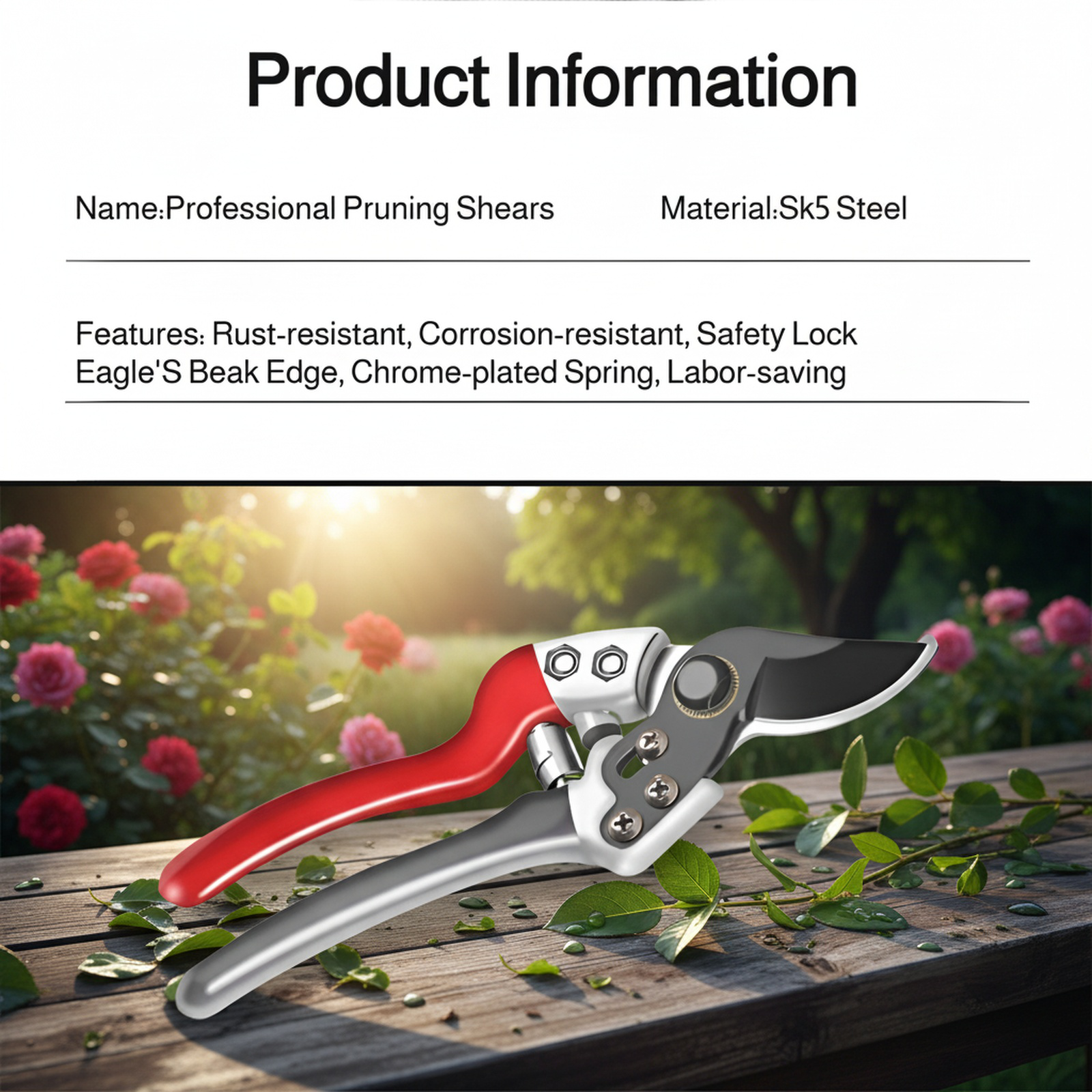 Gardening Pruning Shears, Garden Trimming Tool, Suitable for Branches and Flowers