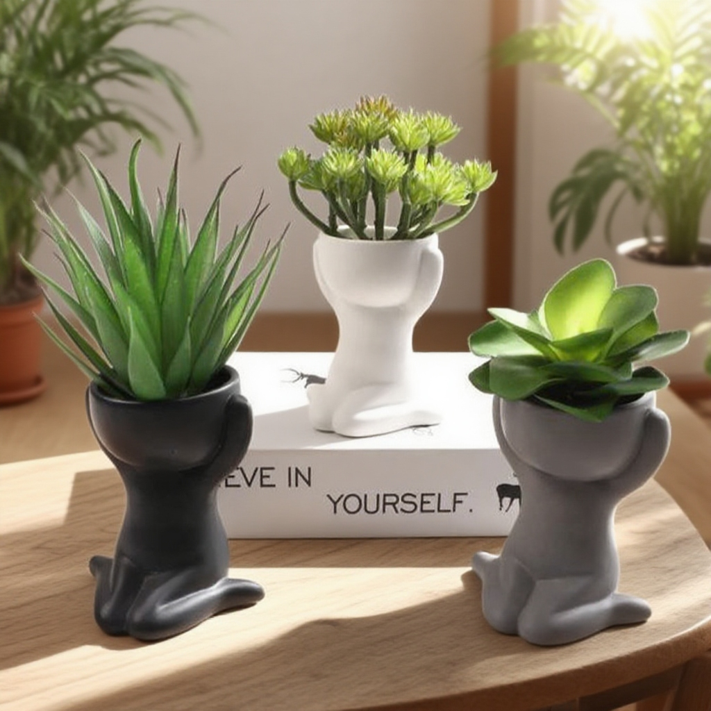 Muñeco de cerámica maceta