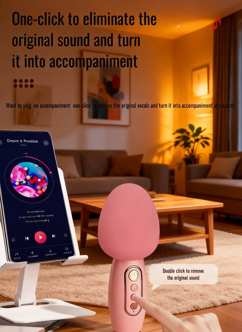 Outdoor children's karaoke microphone in use