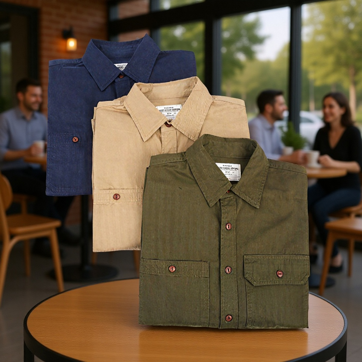 エンジニア風デザインの日本製ワークウェアシャツ