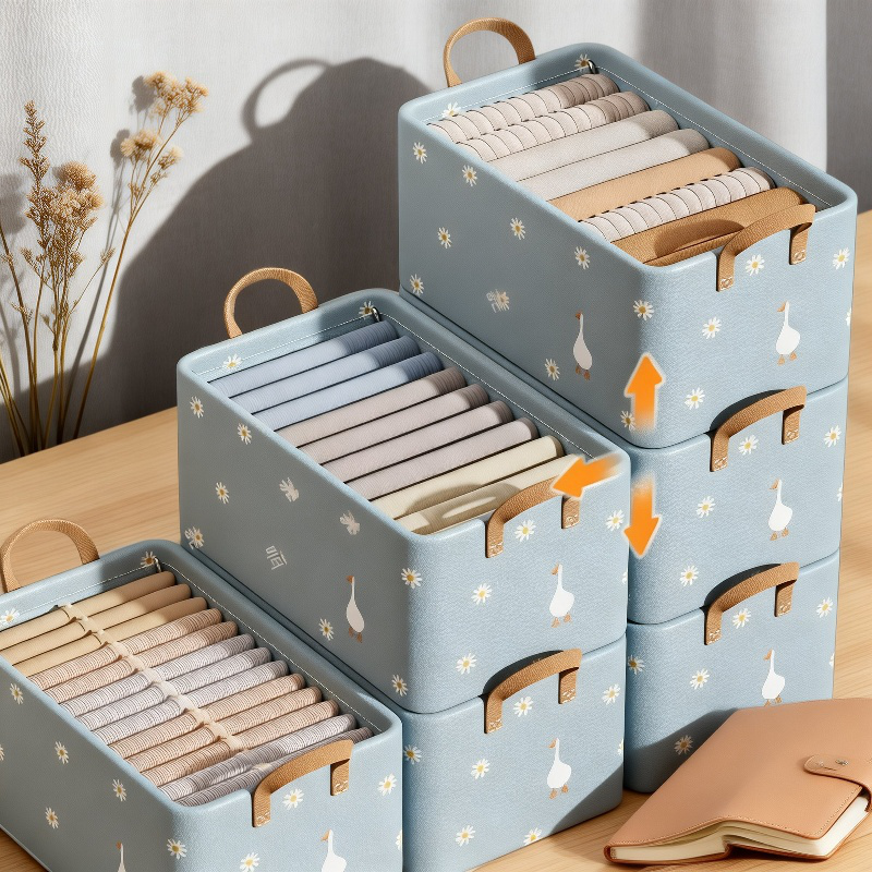 Space-saving fabric storage cabinet for clothes organization