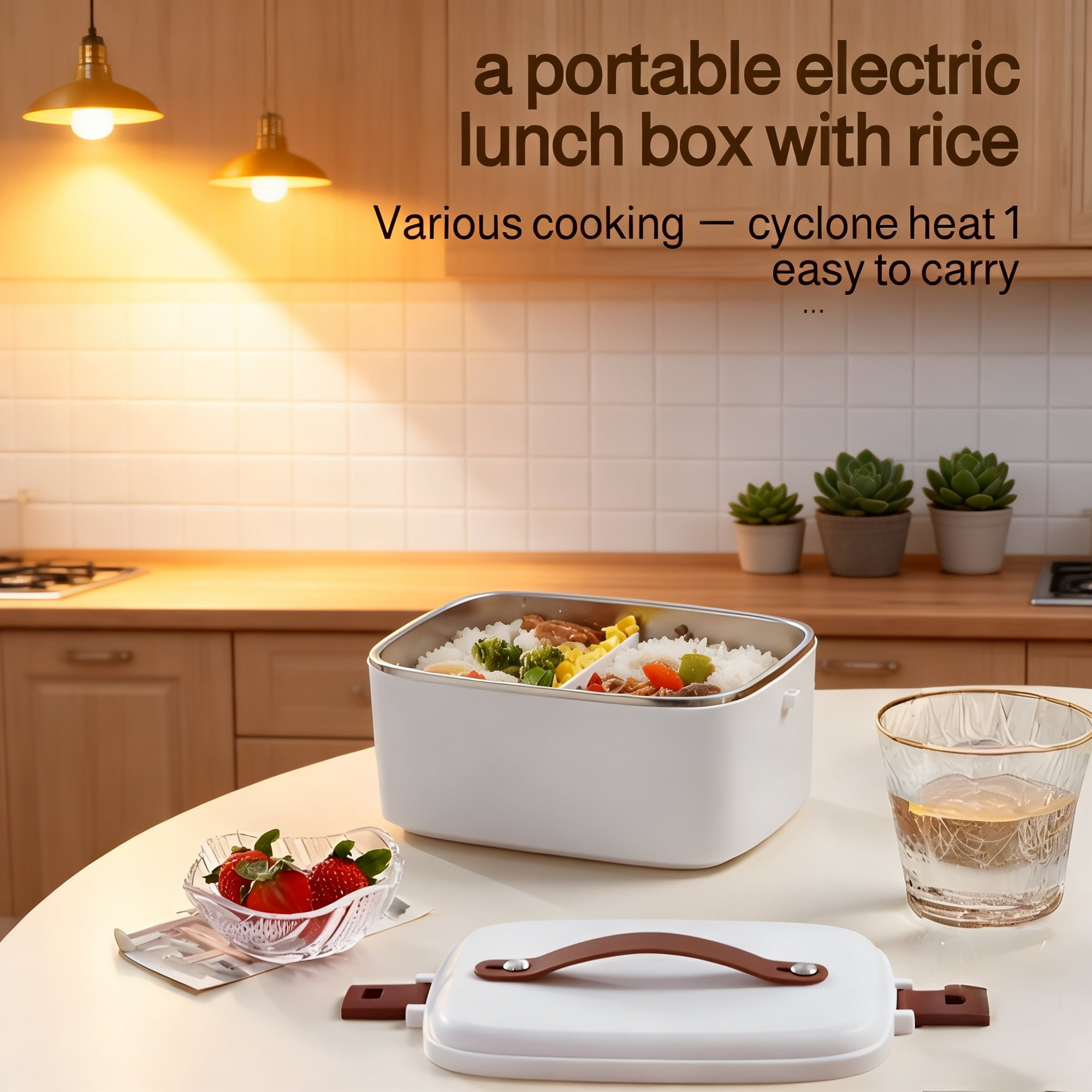 Multifunctional Large Capacity Water-Free Heating Rice Cooker Lunch Box