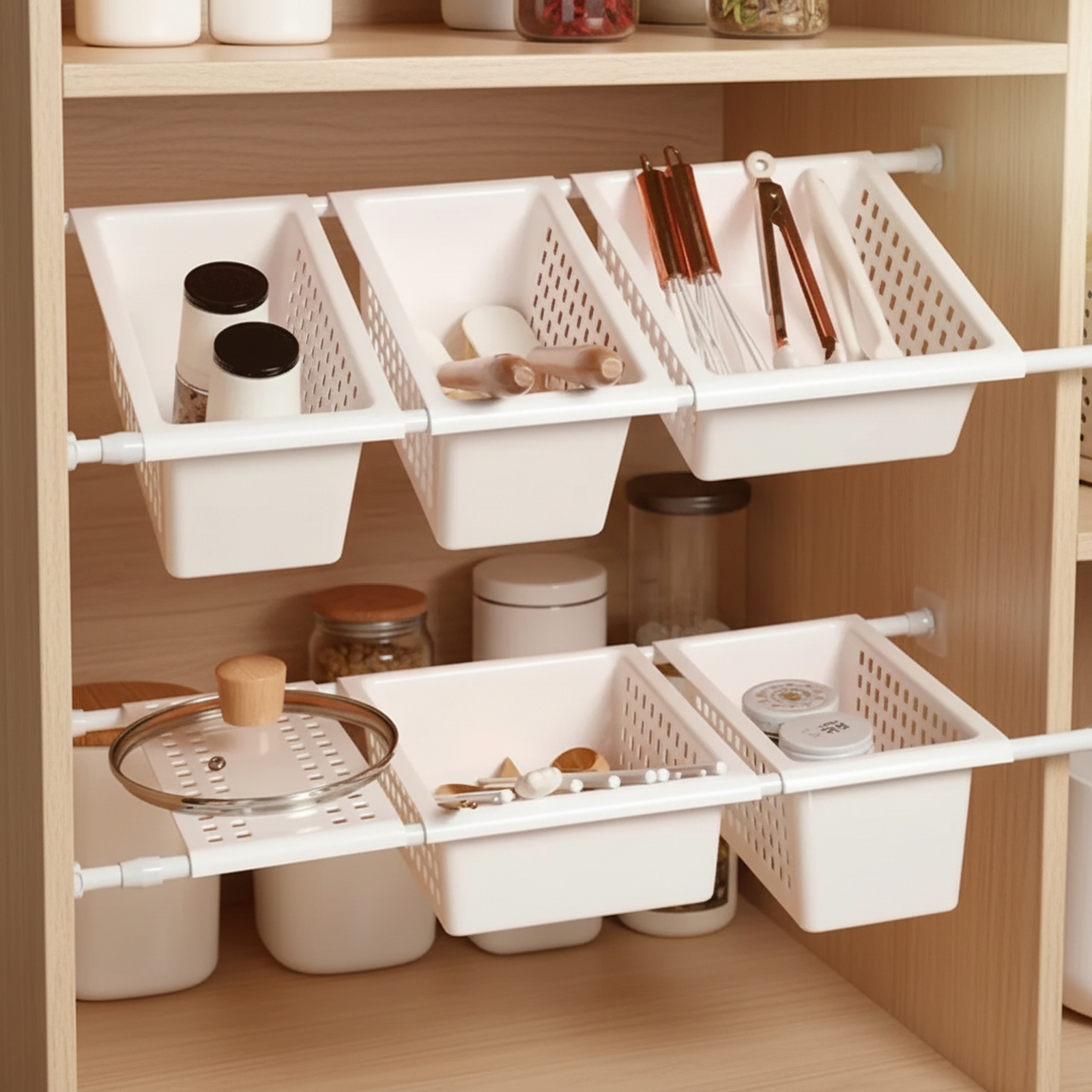 Organizador extensible para debajo del fregadero, no requiere perforación