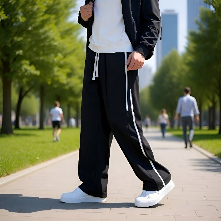 メンズ スポーツ ワイドレッグ ルーズパンツ ロングパンツ 秋冬