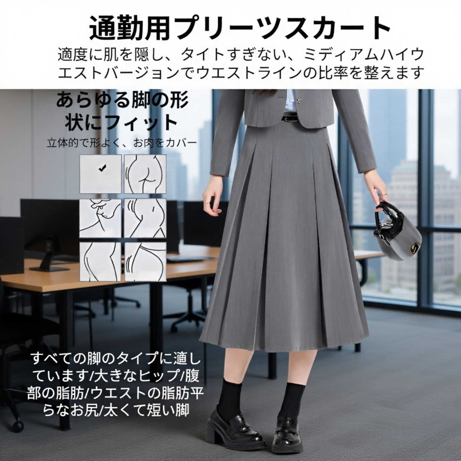 ジャケットとスカートのコーディネート例