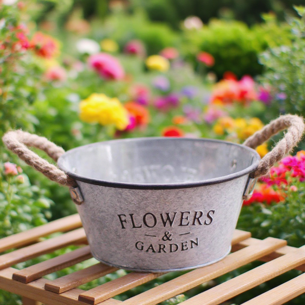 Maceta de hierro minimalista para jardín y hogar