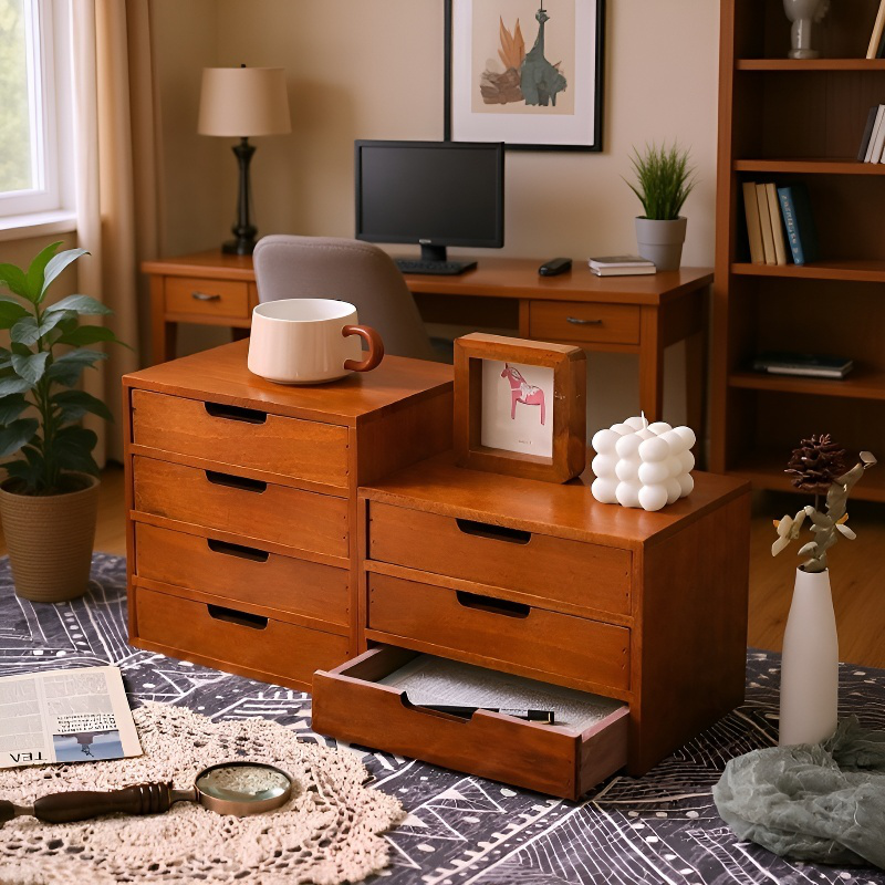 탁상 사물함 다단 수납 서랍형 사물함 잡동사니 수납장 우드 화장품 사물함 사물함 다용도 스몰 키높이 선반