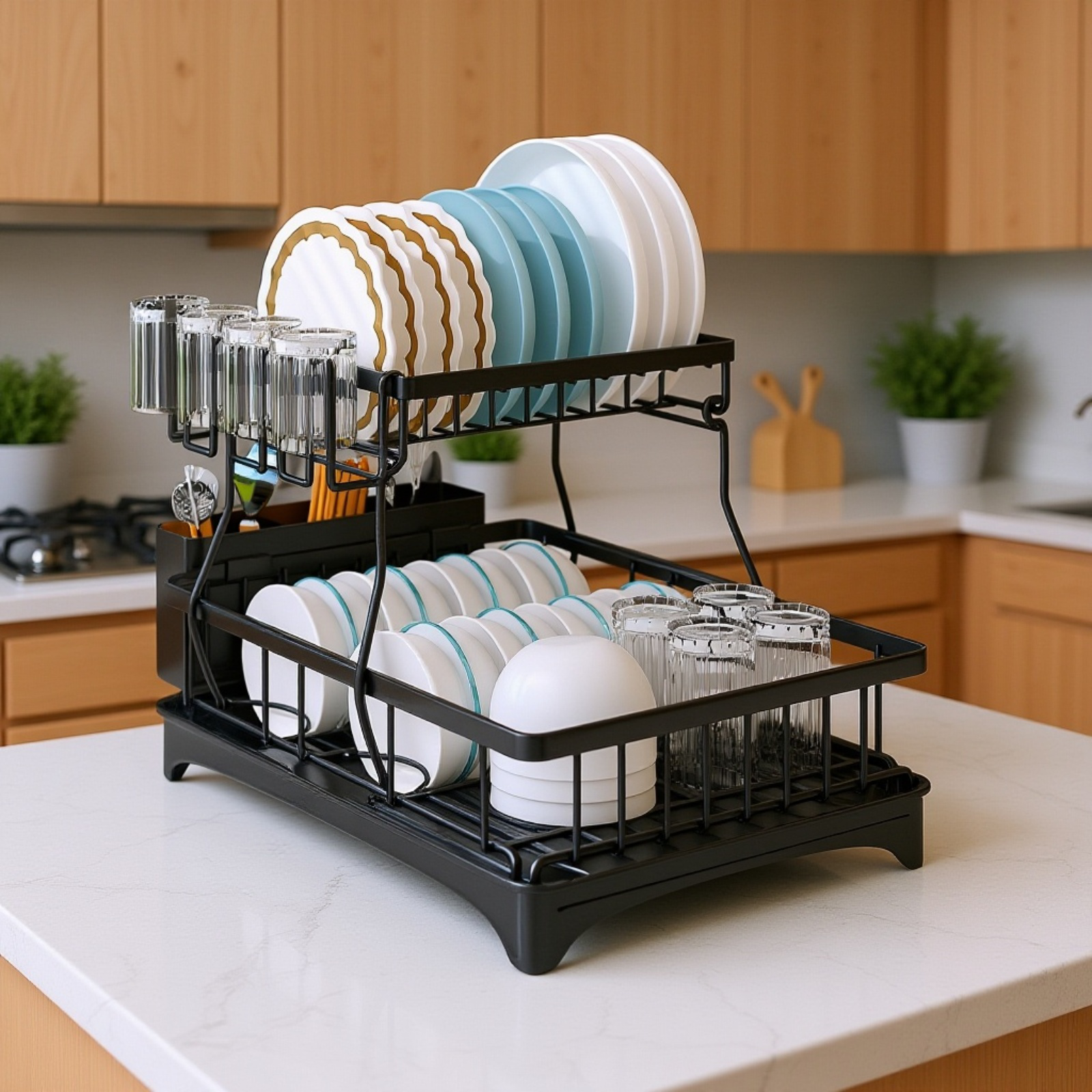 ステンレス食器水切りラック 多機能収納ラック