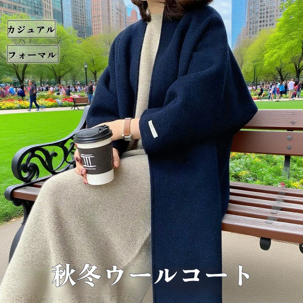 シンプルな韓国風通勤用ストレートコート