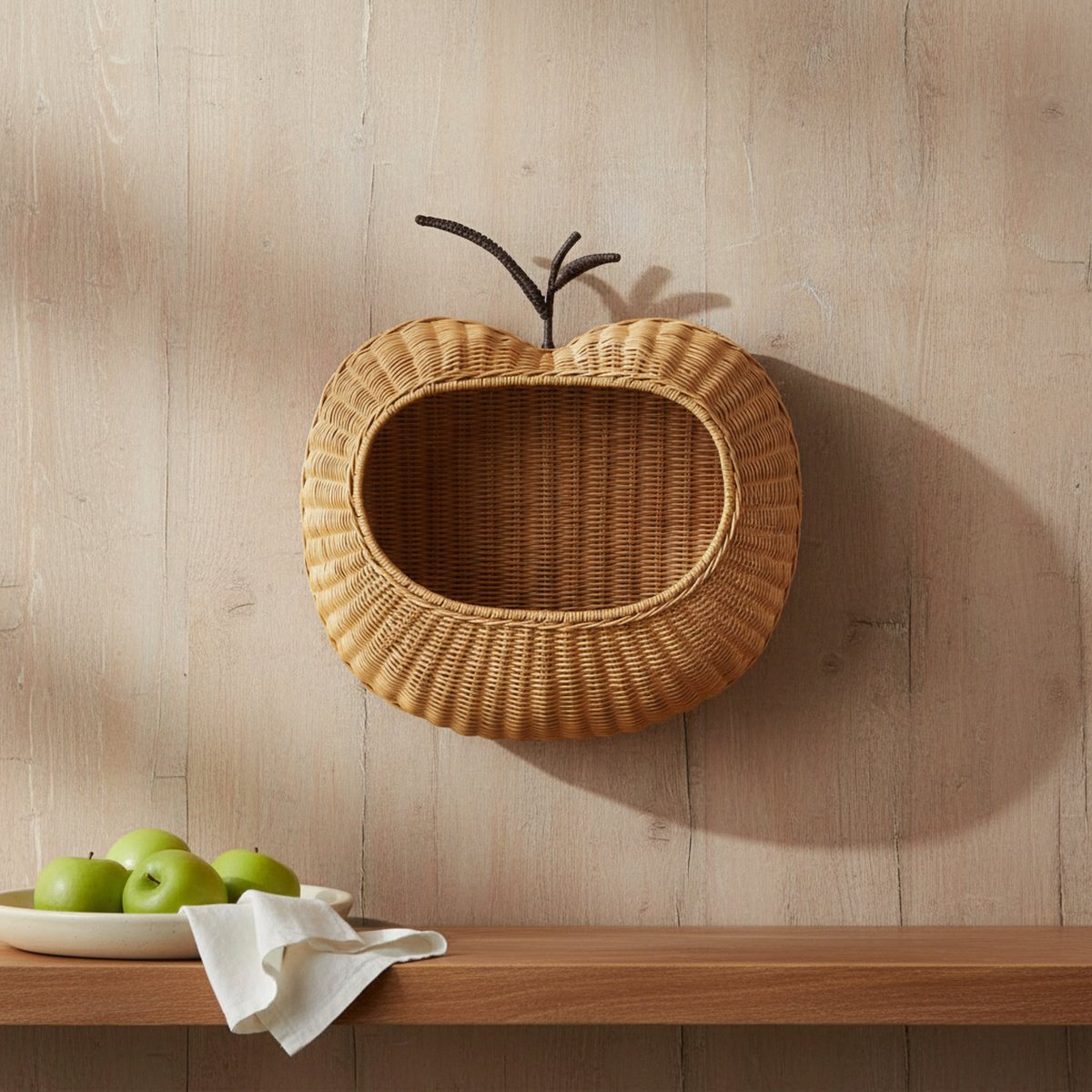 Natural woven rattan basket for keys and sundries