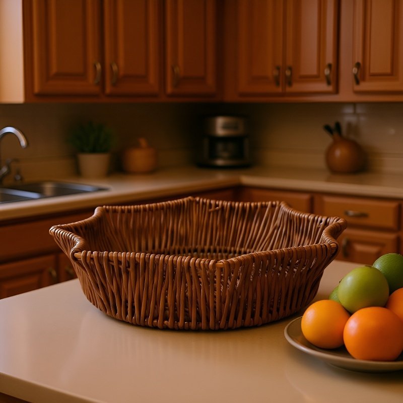 octagonal rattan kitchen storage basket