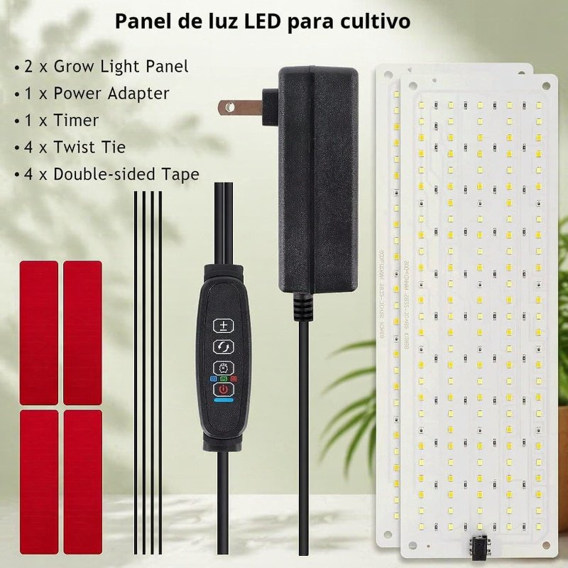 Panel de luz LED para plantas en uso sobre macetas