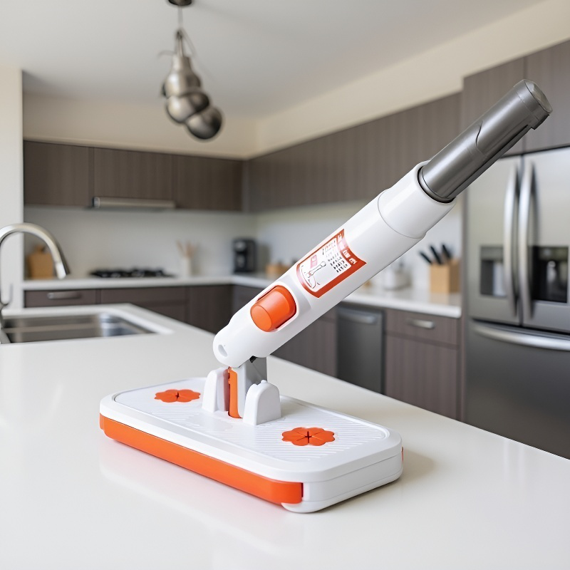 Trapeador con paño limpio y ordenado, herramienta conveniente para limpiar pisos