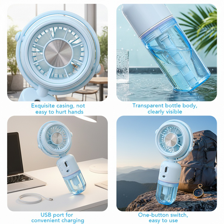 Portable USB Rechargeable Desktop Handheld Mini Fan front view