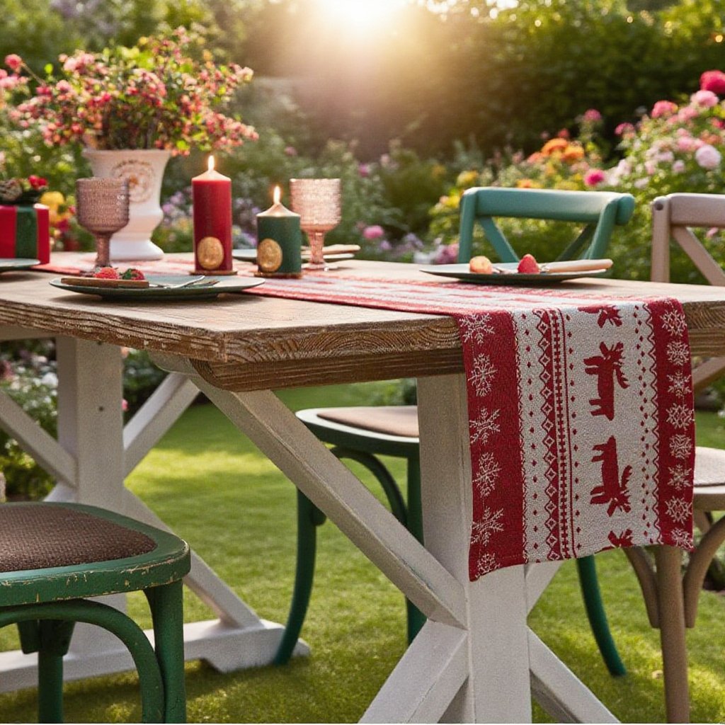 赤いジャカードのテーブル旗