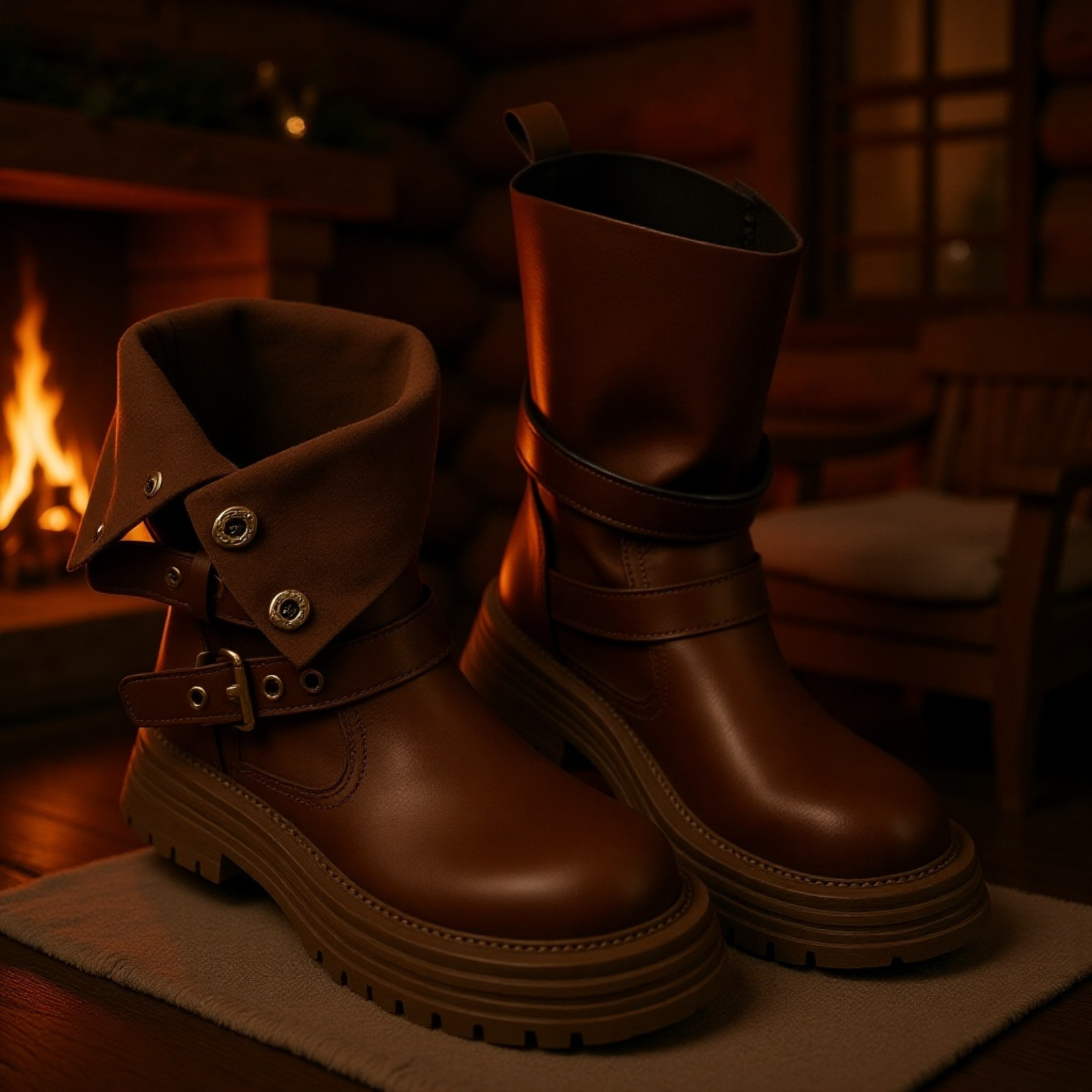 英国風ブーツ、女性用、2025年春秋新作、シングルブーツ、レトロレディースシューズ、ミドルブーツ、厚底ブラックショートブーツ