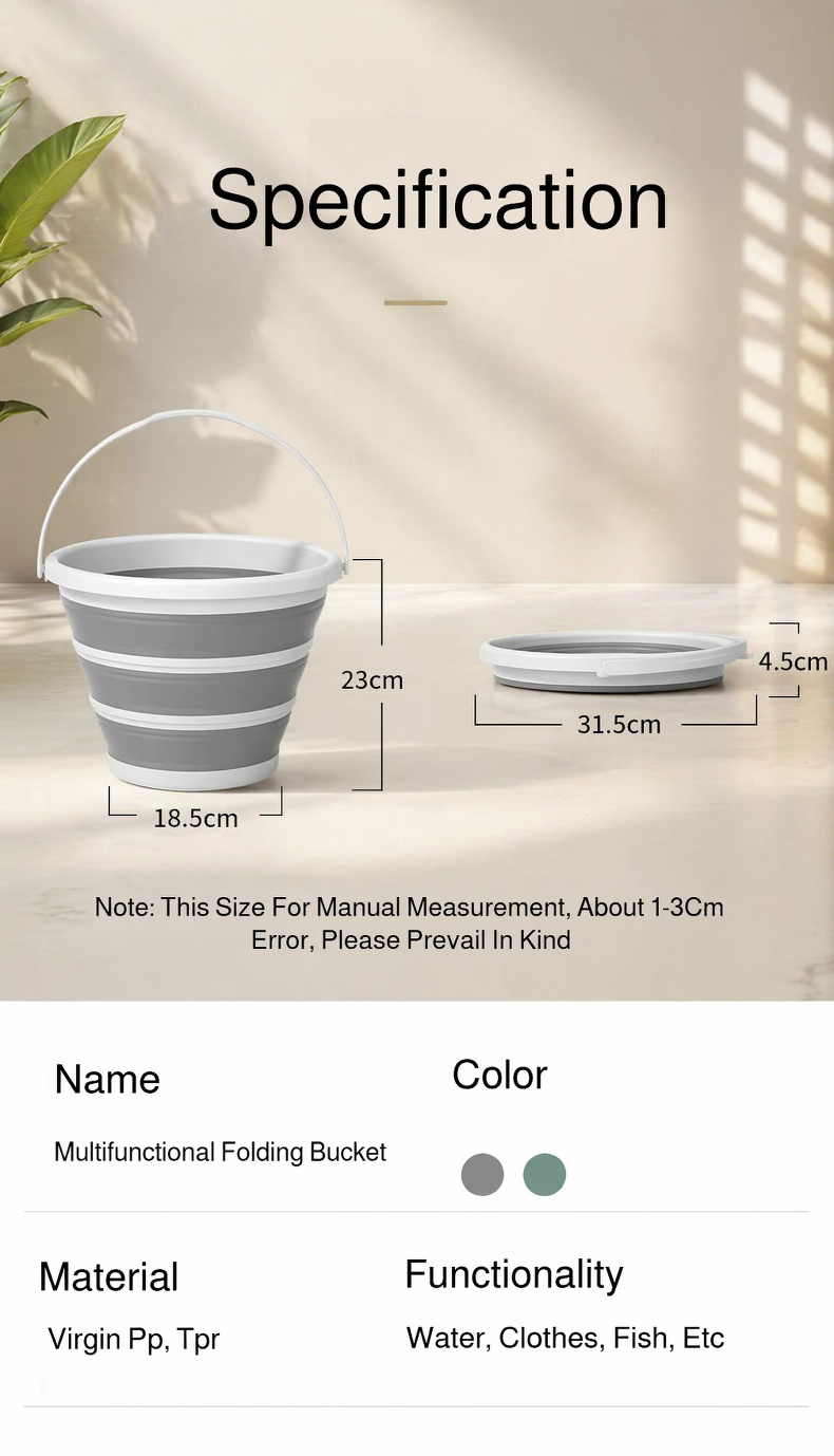 Foldable water bucket fully expanded for water storage