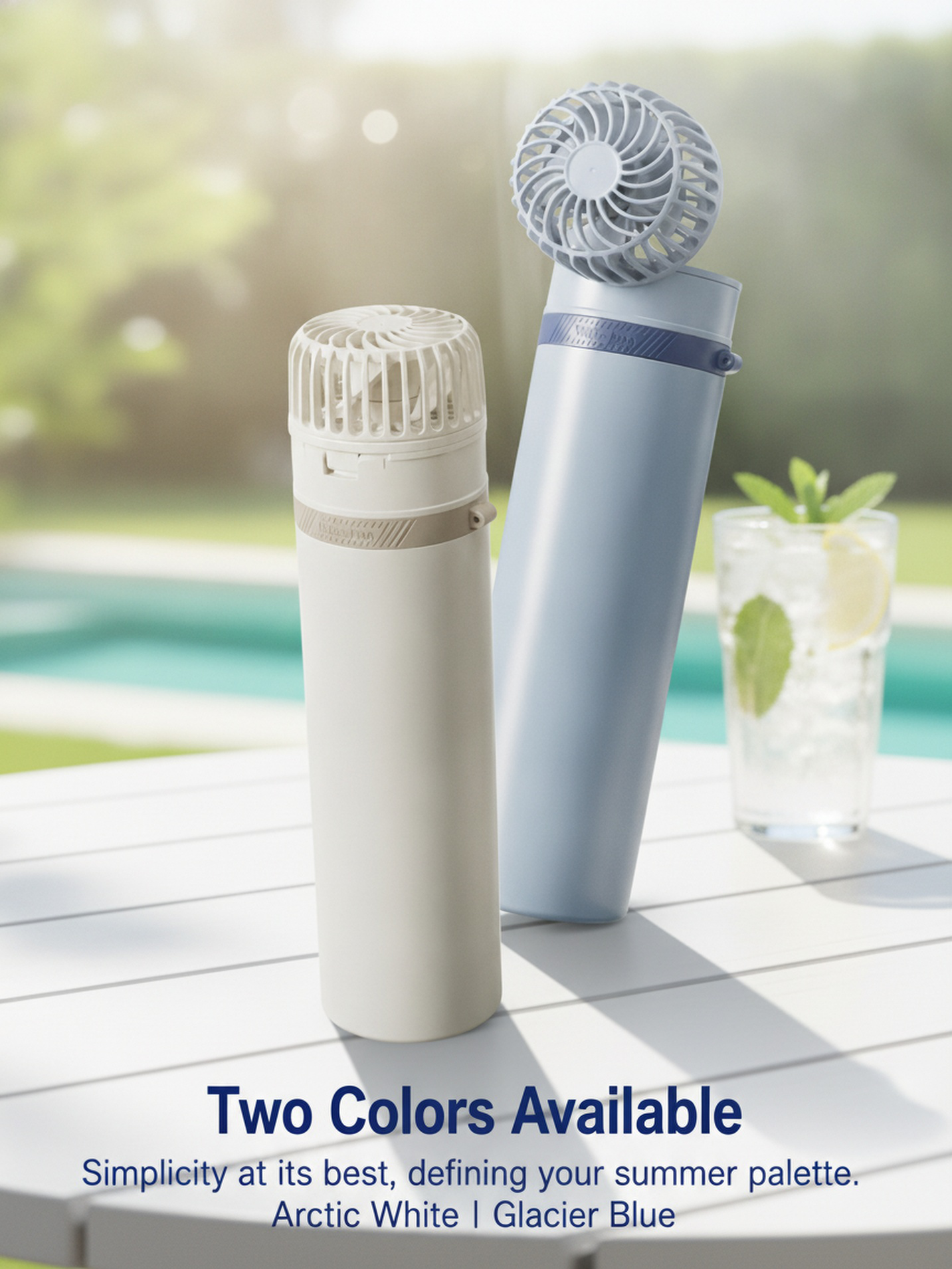 Portable mini fan and ice cup for outdoor use
