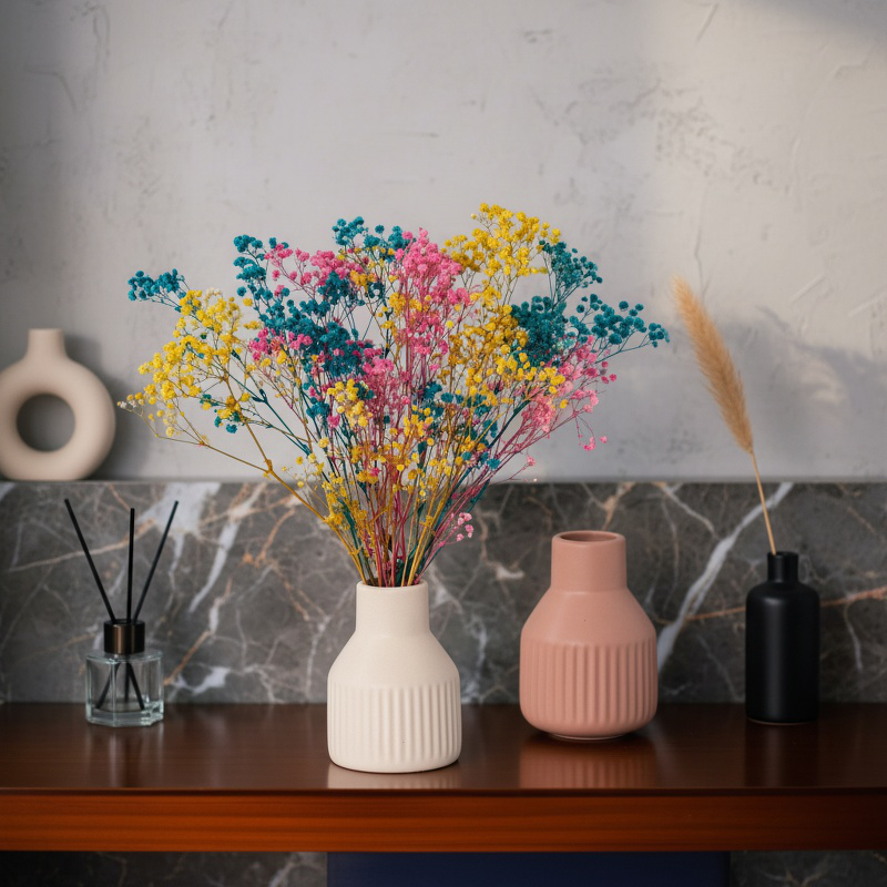 Minimalist Matte Ceramic Vase Decoration (Black White Orange Wine Red)