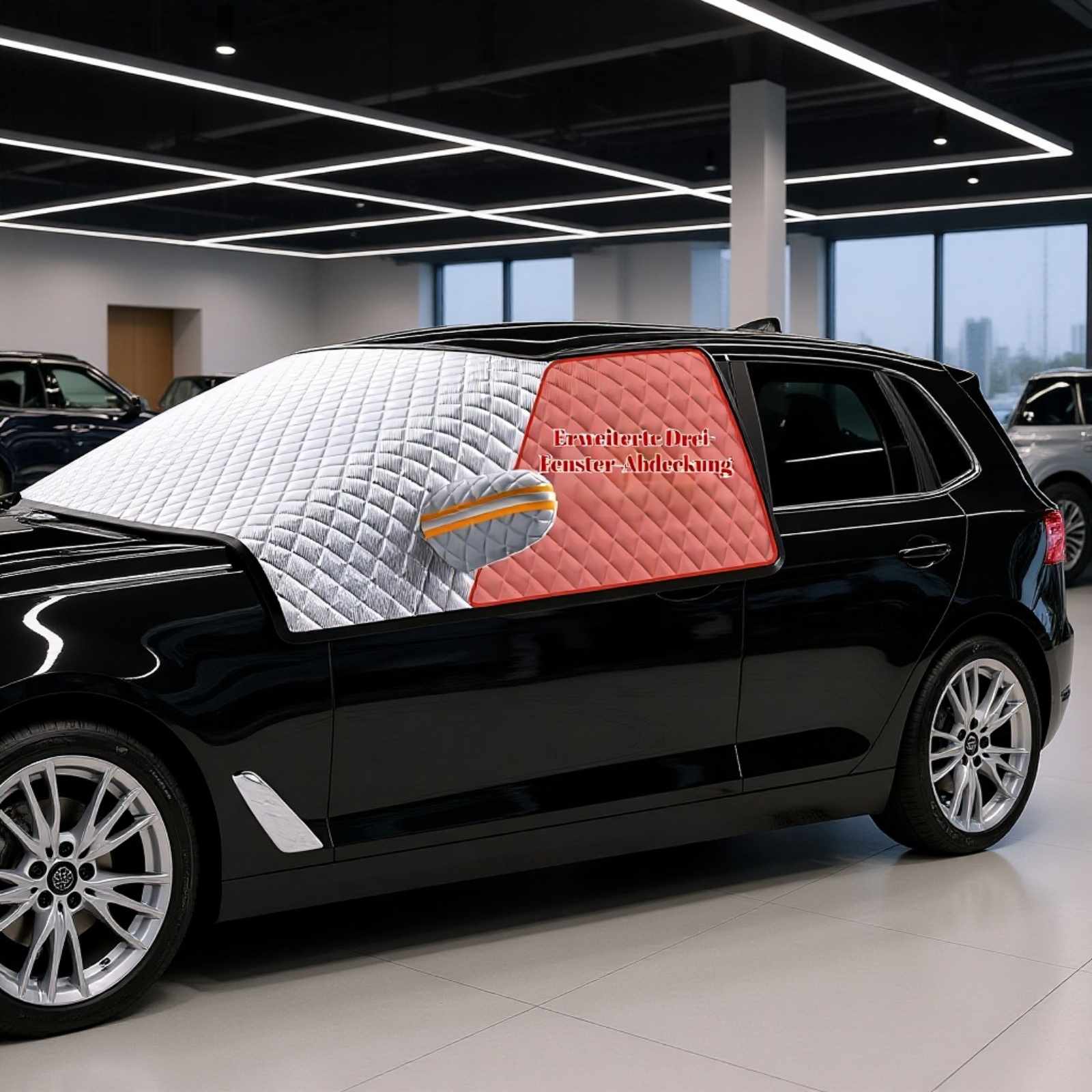 Auto Sonnenschutz Frontscheibenabdeckung im Sommer im Einsatz