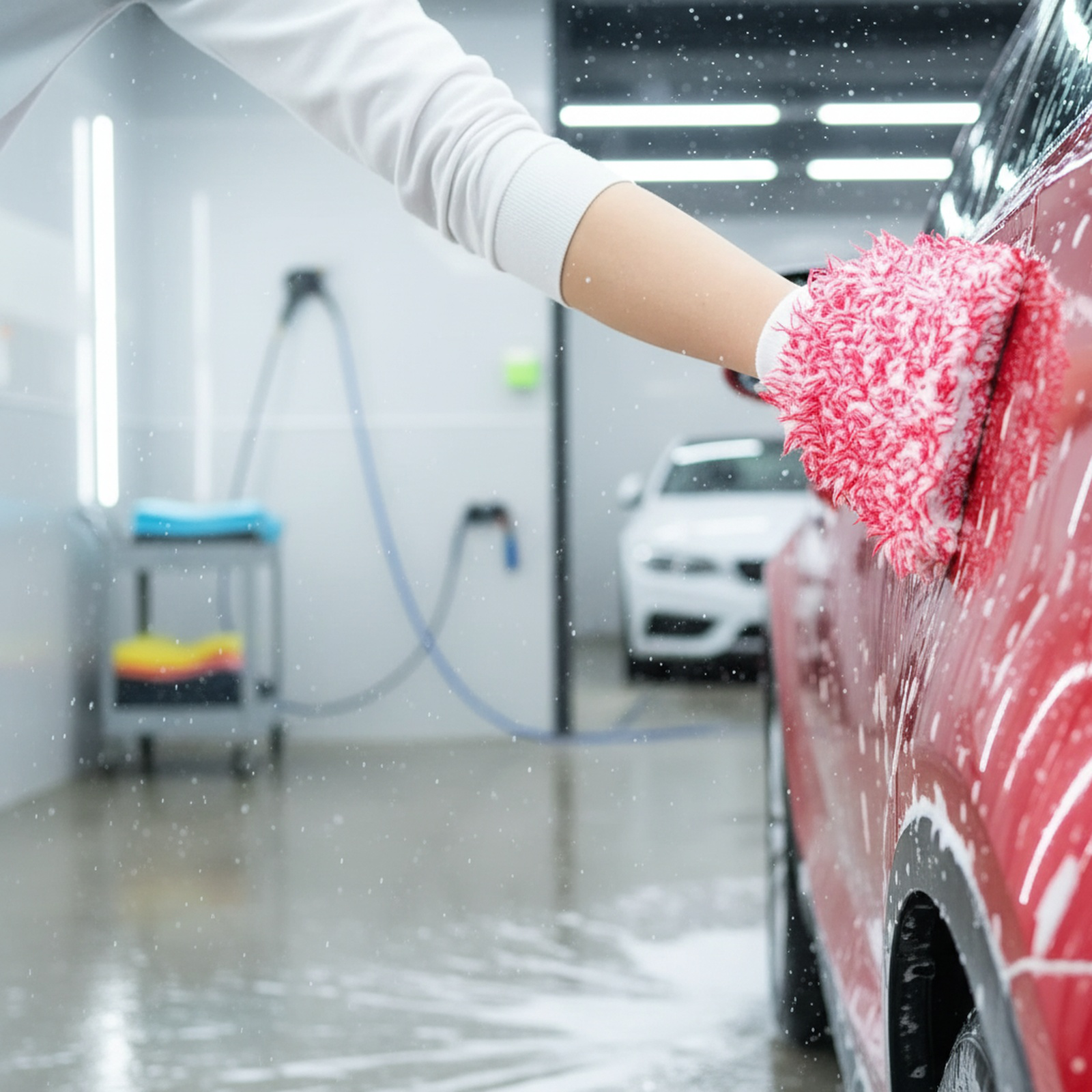 Large Size Double-sided Coral Fleece Car Wash Glove, Super Absorbent Microfiber Cleaning Glove