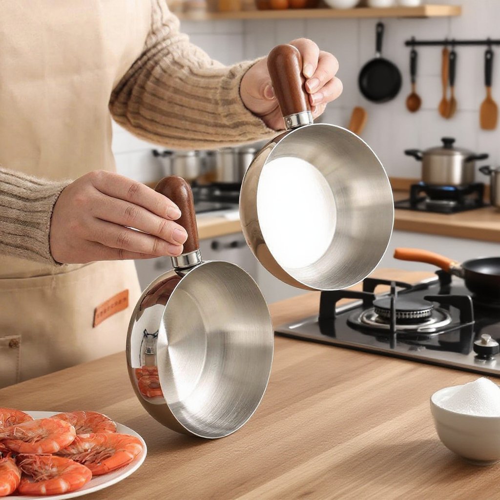 주방에서 다양한 용도의 스텐볼 세트